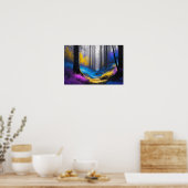 Bezauberter Blaugelber und Lila Dunkler Wald Poster (Küche)