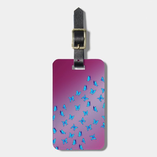 Bezauberter Blue Butterflies Gepäcktag Gepäckanhänger (Vorderseite vertikal)