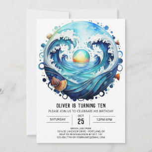 Bezauberter Blue Water Kindergeburtstag Einladung
