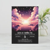 Bezauberter Celestial Digital Geburtstag Einladung (Stehend Vorderseite)