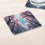Bezauberter Cherry Blossom Canopy Sky - Anime Styl Rechteckiger Pappuntersetzer (angewinkelt)