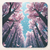Bezauberter Cherry Blossom Canopy Sky - Anime Styl Rechteckiger Pappuntersetzer (Vorderseite)