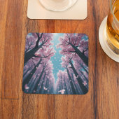 Bezauberter Cherry Blossom Canopy Sky - Anime Styl Rechteckiger Pappuntersetzer