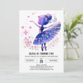 Bezauberter Custom Ballerina Geburtstag Einladung (Stehend Vorderseite)