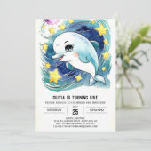 Bezauberter einfacher Unterwasser-Dolphin zum Gebu Einladung (Stehend Vorderseite)