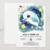 Bezauberter einfacher Unterwasser-Dolphin zum Gebu Einladung (Vorne/Hinten)