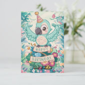 Bezauberter Fiesta Parrot Digital Geburtstag Karte (Stehend Vorderseite)
