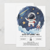 Bezauberter Galaxy Rocket Astronaut Junge Geburtst Einladung (Vorne/Hinten)