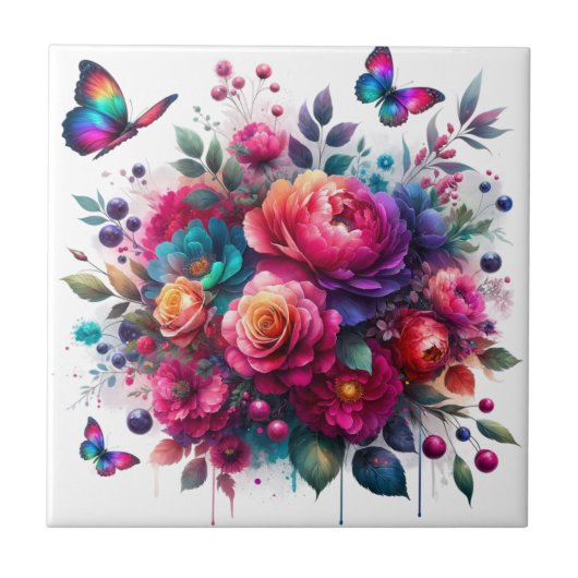 Bezauberter Garten: Blossom Symphony Keramik Tile Fliese (Vorderseite)