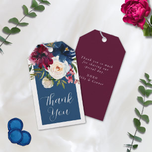 Bezauberter Garten Dusty Blue Burgundy Navy Geschenkanhänger