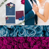 Bezauberter Garten Dusty Blue Burgundy Navy Menükarte