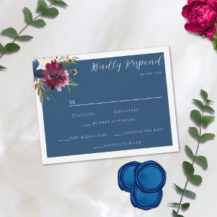 Bezauberter Garten Dusty Blue Burgundy Navy RSVP Karte