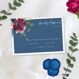 Bezauberter Garten Dusty Blue Burgundy Navy RSVP Karte