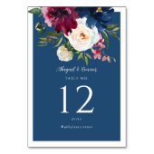 Bezauberter Garten Dusty Blue Burgundy Navy Tischnummer (Vorderseite)