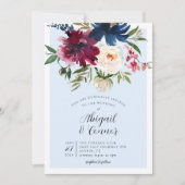 Bezauberter Garten Light Blue Burgundy Marine Einladung (Vorderseite)