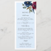 Bezauberter Garten Light Blue Burgundy Marine Menükarte (Vorderseite)