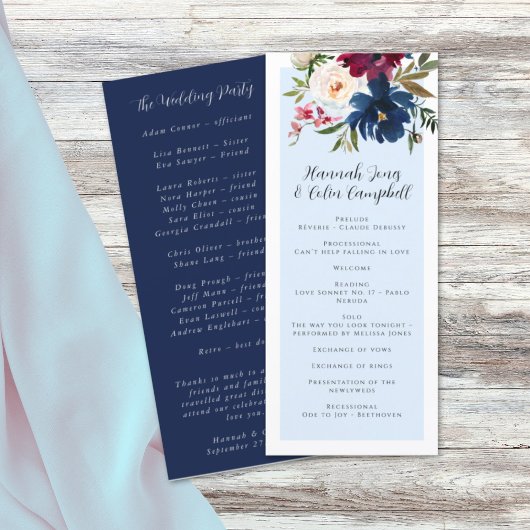 Bezauberter Garten Light Blue Burgundy Marine Programm