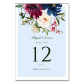 Bezauberter Garten Light Blue Burgundy Marine Tischnummer (Vorderseite)