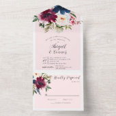 Bezauberter Garten Pink Blush Burgundy Marine All In One Einladung (Innen Boden)
