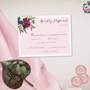 Bezauberter Garten Pink Blush Burgundy Marine RSVP Karte