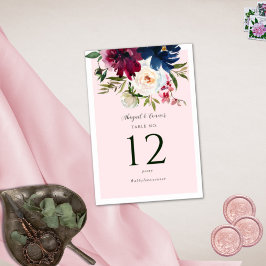 Bezauberter Garten Pink Blush Burgundy Marine Tischnummer