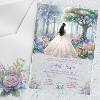 Bezauberter Garten Quinceañera Acryleinladungen