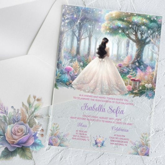 Bezauberter Garten Quinceañera Acryleinladungen