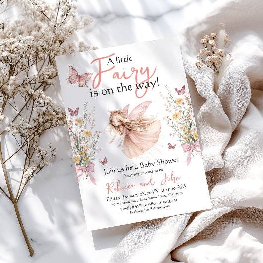 Bezauberter Garten und Bow Fairy Babydusche Einladung