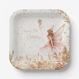 Bezauberter Geburtstag von Gold und Rosa Fee Pappteller