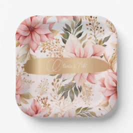 Bezauberter Geburtstag von Gold und Rosa Fee Pappteller