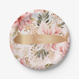 Bezauberter Geburtstag von Gold und Rosa Fee Pappteller