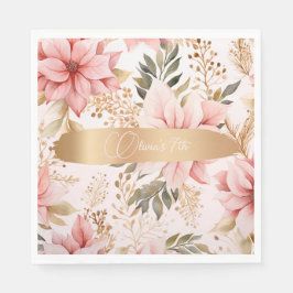 Bezauberter Geburtstag von Gold und Rosa Fee Serviette