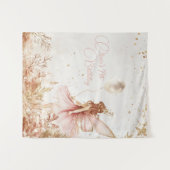 Bezauberter Geburtstag von Gold und Rosa Fee Wandteppich (Vorderseite (Horizontal))