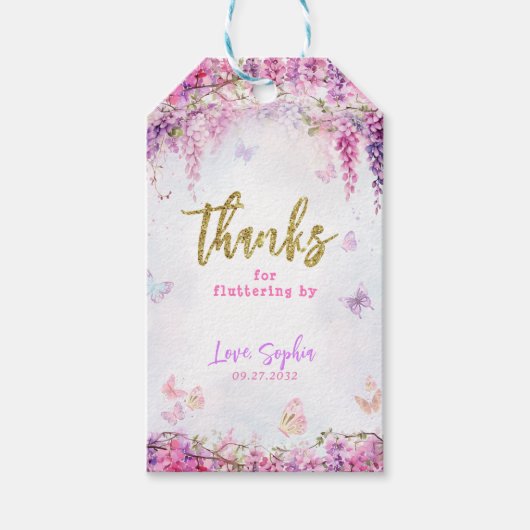 Bezauberter Glitzer der Blumenweiße Geschenkanhänger (Vorderseite)