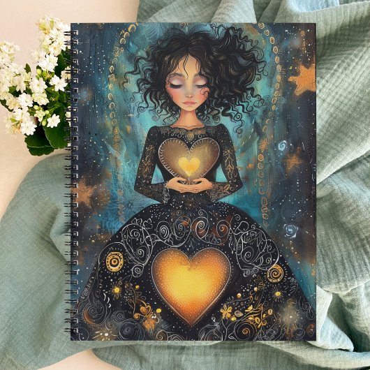 Bezauberter Glow Black and Gold Heart Planner Planer