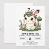 Bezauberter Hübscher Bunny Digital Geburtstag Einladung (Vorne/Hinten)