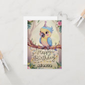 Bezauberter Hübscher Papagei Digital Geburtstag Karte (Vorderseite/Rückseite Beispiel)