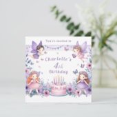 Bezauberter Lila Frischgarten - Geburtstag Einladung (Stehend Vorderseite)