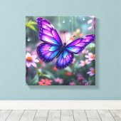Bezauberter Lila Schmetterlingsgarten Leinwanddruck (Insitu (Holzboden))