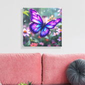 Bezauberter Lila Schmetterlingsgarten Leinwanddruck (Insitu (Wohnzimmer))