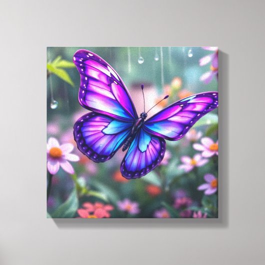 Bezauberter Lila Schmetterlingsgarten Leinwanddruck (Vorderseite)