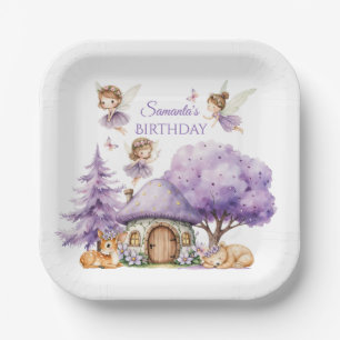 Bezauberter Lila Wald der Fee zum Geburtstag Pappteller