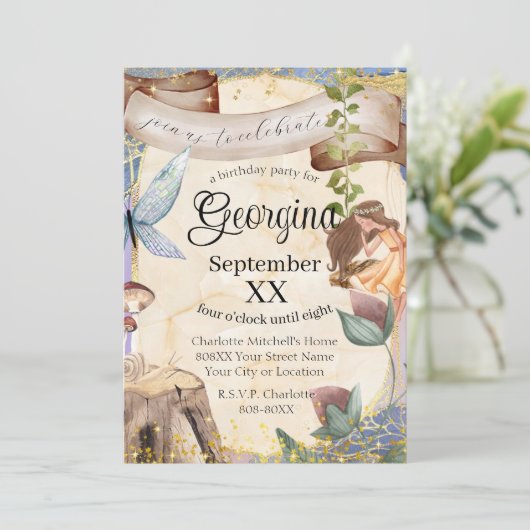 Bezauberter Märchenwald Einladung (Stehend Vorderseite)