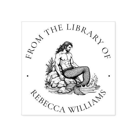 Bezauberter Merman "From the Library" Ocean King Gummistempel (Prägung)