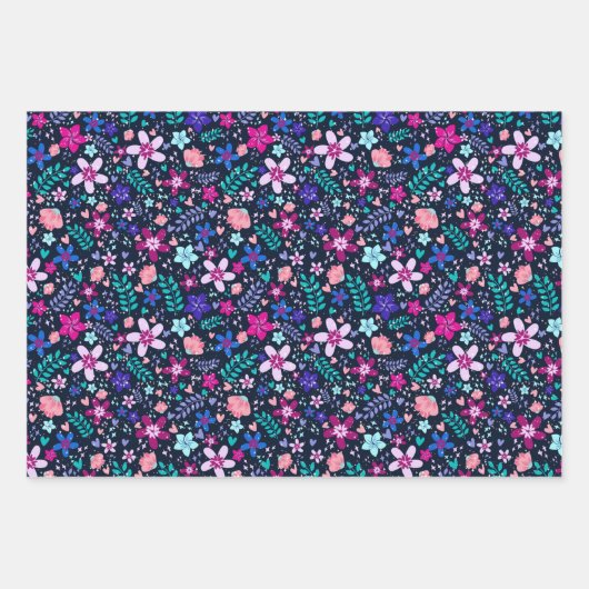 Bezauberter Mitternachtssommer Botanischer Garten Geschenkpapier Set (Vorderseite 2)