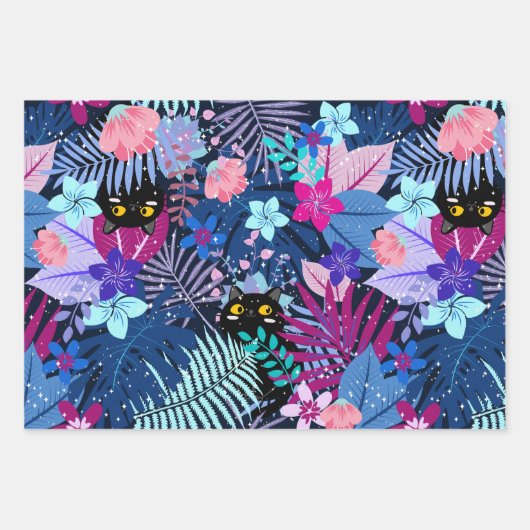 Bezauberter Mitternachtssommer Botanischer Garten Geschenkpapier Set (Vorderseite)