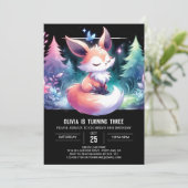 Bezauberter moderner Fox Geburtstag digital Einladung (Stehend Vorderseite)