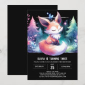 Bezauberter moderner Fox Geburtstag digital Einladung (Vorne/Hinten)