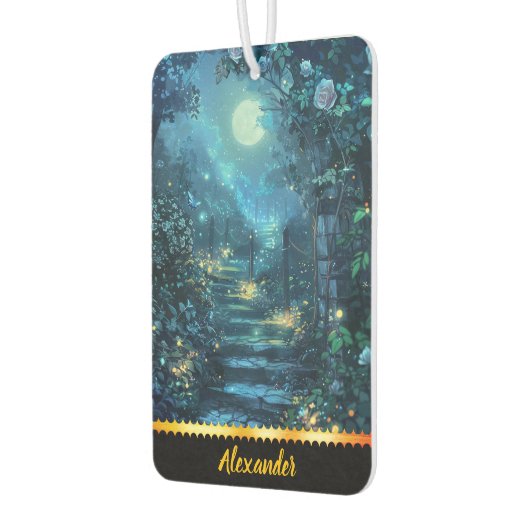 Bezauberter Mondpfad durch blühende Blume Autolufterfrischer (Links)