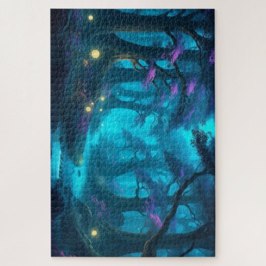 Bezauberter Mondwald - Mystischer Glühstrom Puzzle (Vertikal)